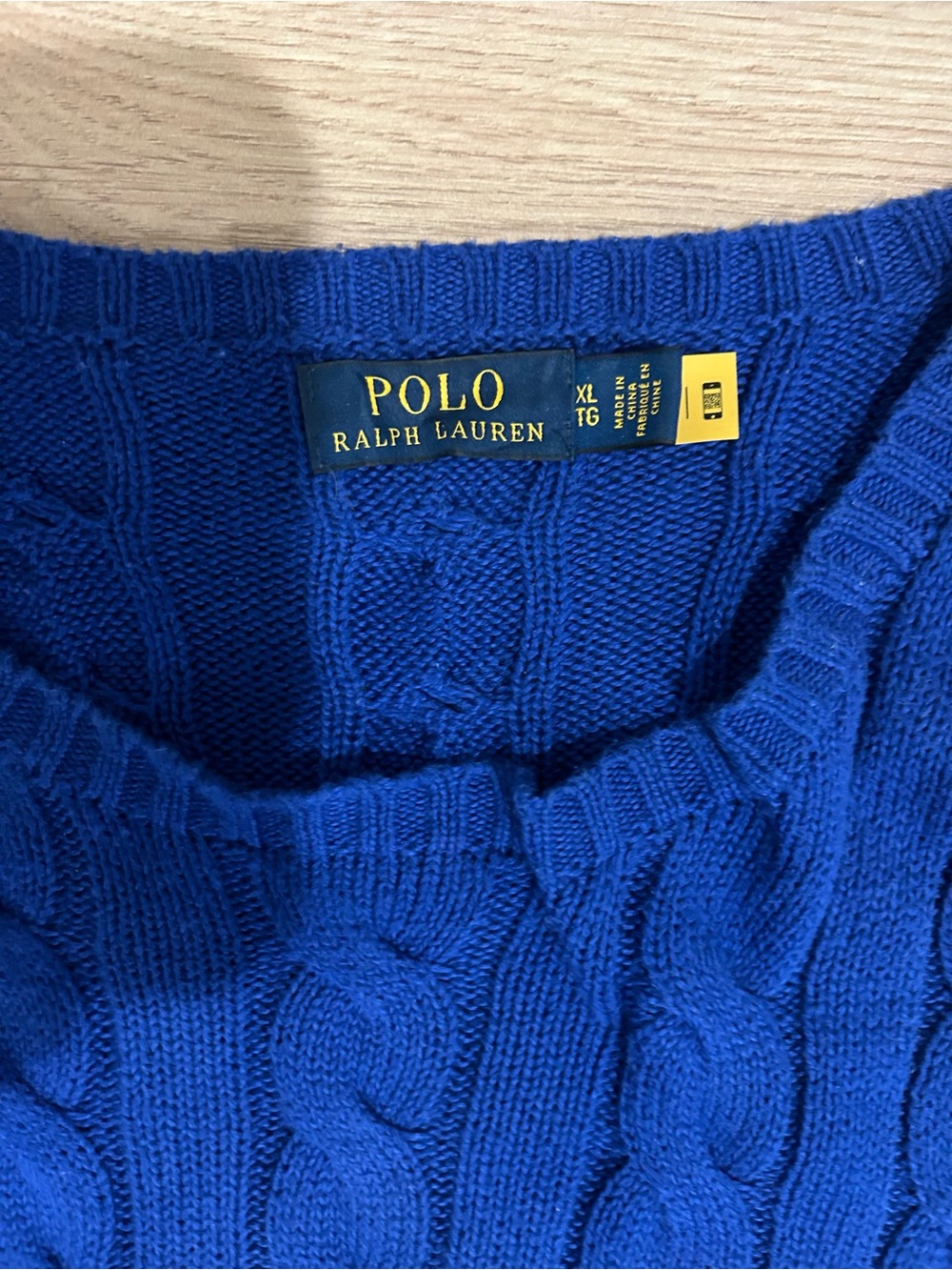 Ralph Lauren Men’s Blue Cable Knit Crewneck Sweater - Picture 4 of 5